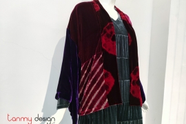 Kimono velvet coat mixed with three colors- ICHIKO